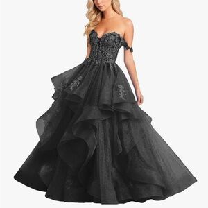 Elegant Black Off-Shoulder Evening Gown